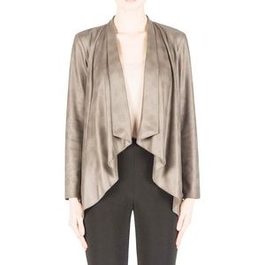 Joseph Ribkoff pearl champagne beige faux suede Jacket. Pristine. Size 8
